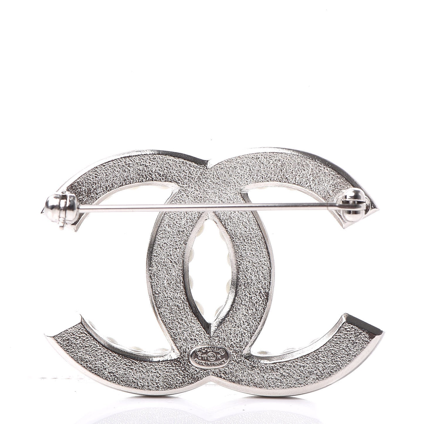 Pearl Crystal CC Snow Palace Brooch Silver
