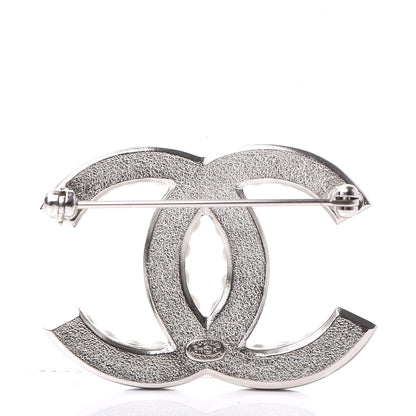 Chanel Pearl Crystal CC Snow Palace Brooch Silver 3 of 5