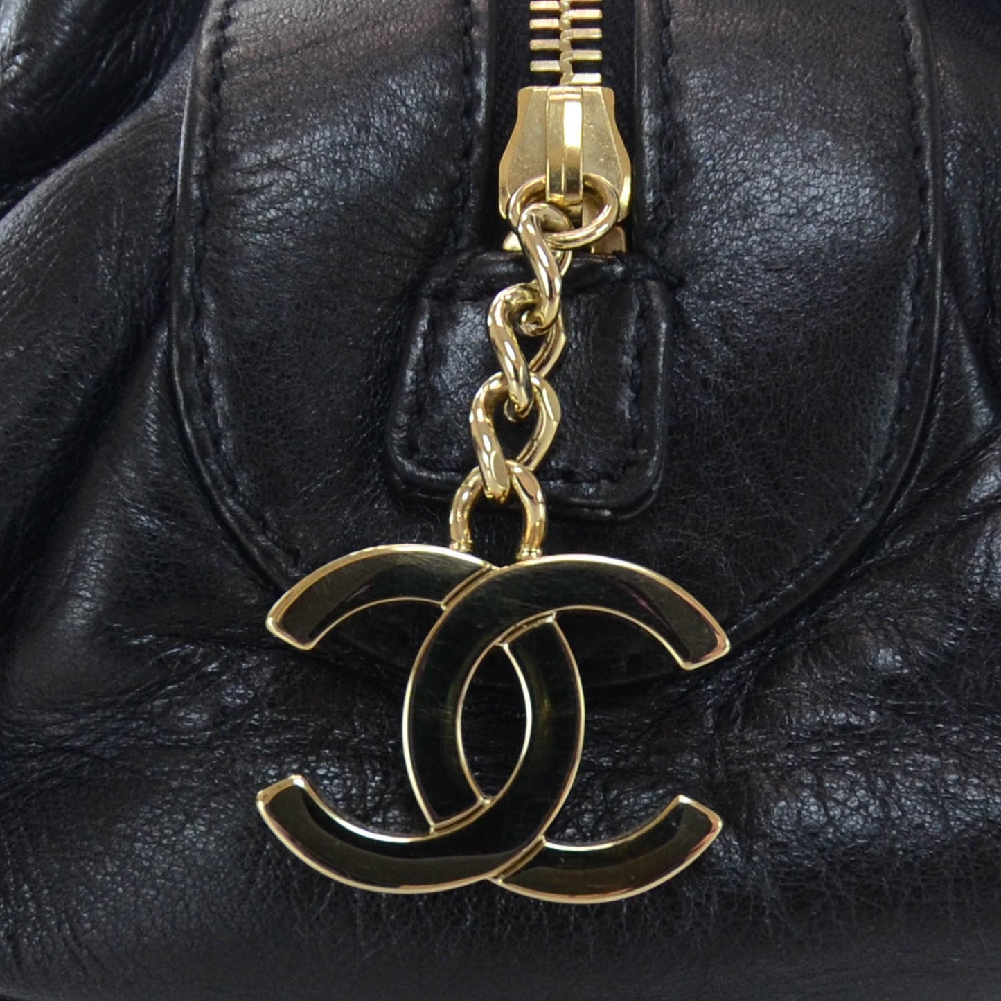 Distressed Lambskin Lady Braid Bowler Black