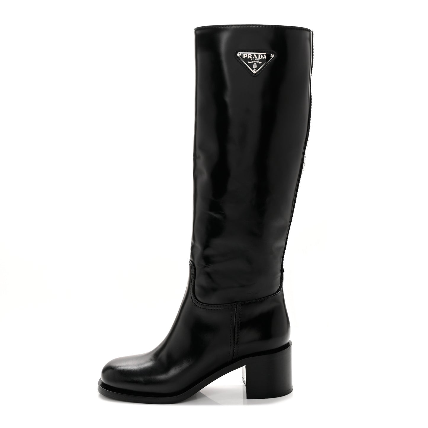 Spazzolato Metal Triangle Logo 55mm Riding Boots 37 Black