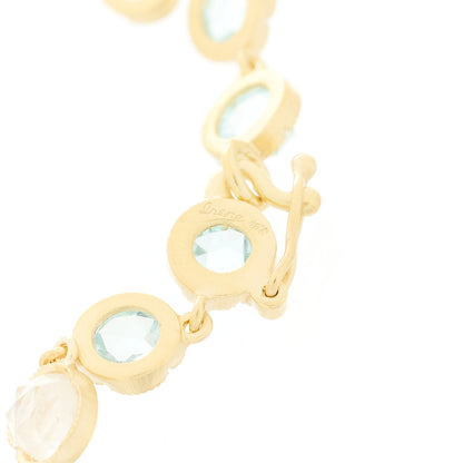 Irene Neuwirth 18K Yellow Gold Aquamarine Moonstone Classic Link Mixed Bracelet 3 of 3