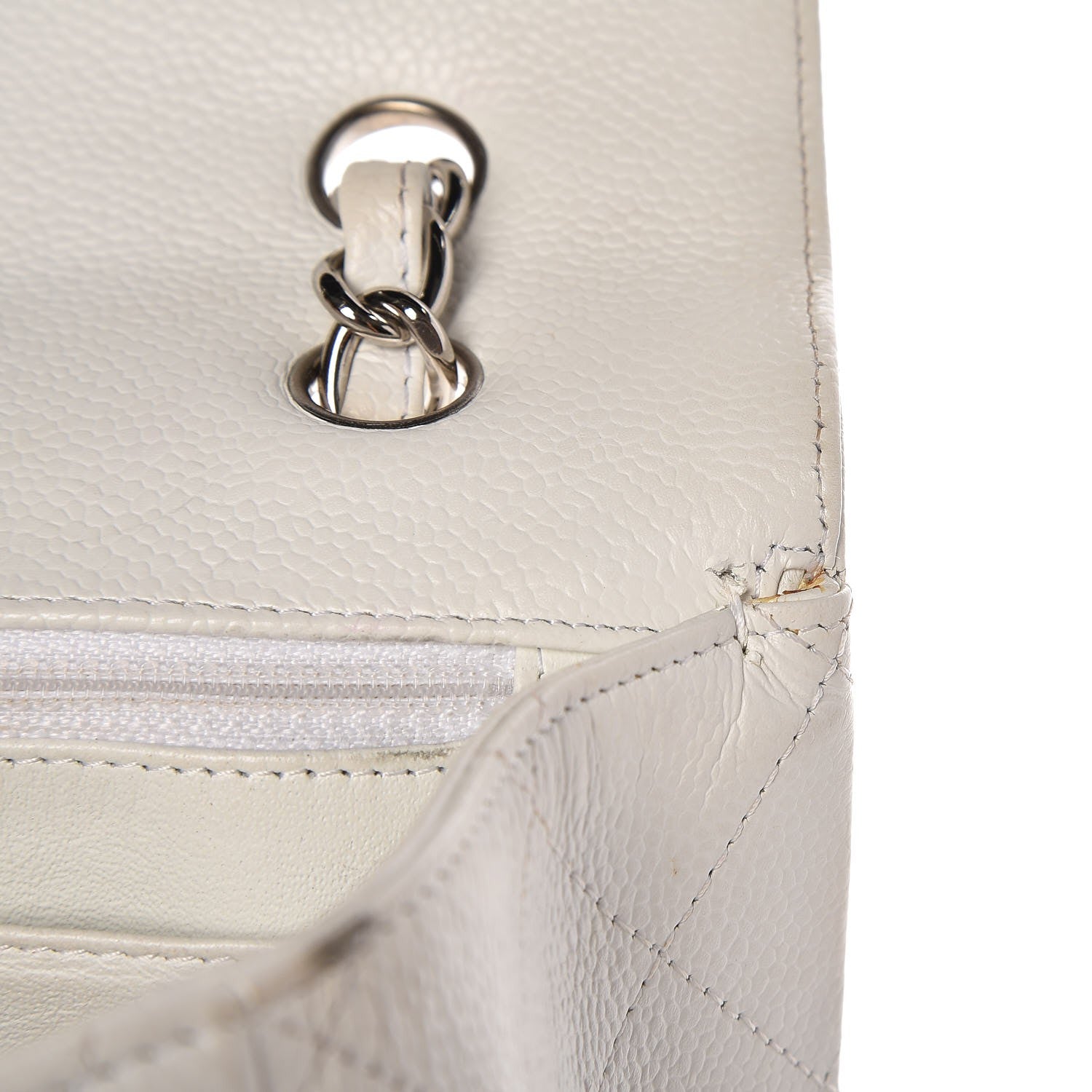 Chanel Caviar Quilted Maxi Single Flap White 12 of 16