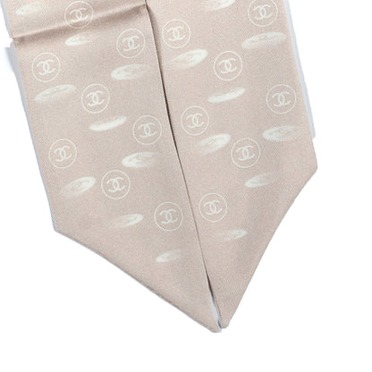Chanel Silk CC Slim Bandeau Scarf Beige 5 of 5