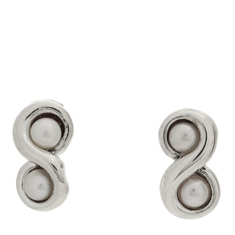 Sterling Silver Freshwater Cultured Pearl Infinity Earrings