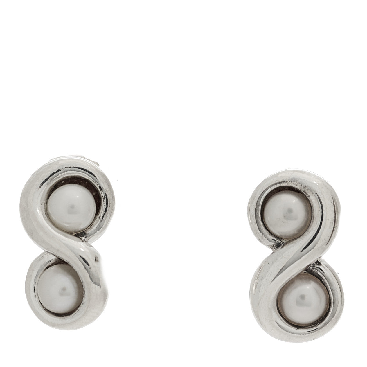 Tiffany Sterling Silver Freshwater Cultured Pearl Infinity Earrings 1 of 4