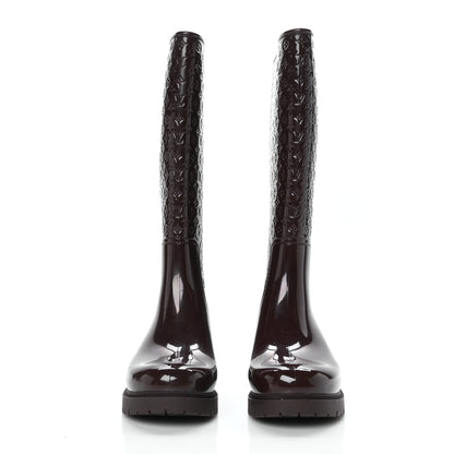 Louis Vuitton Rubber Embossed Monogram Splash Rain Boots 38 Burgundy 2 of 9