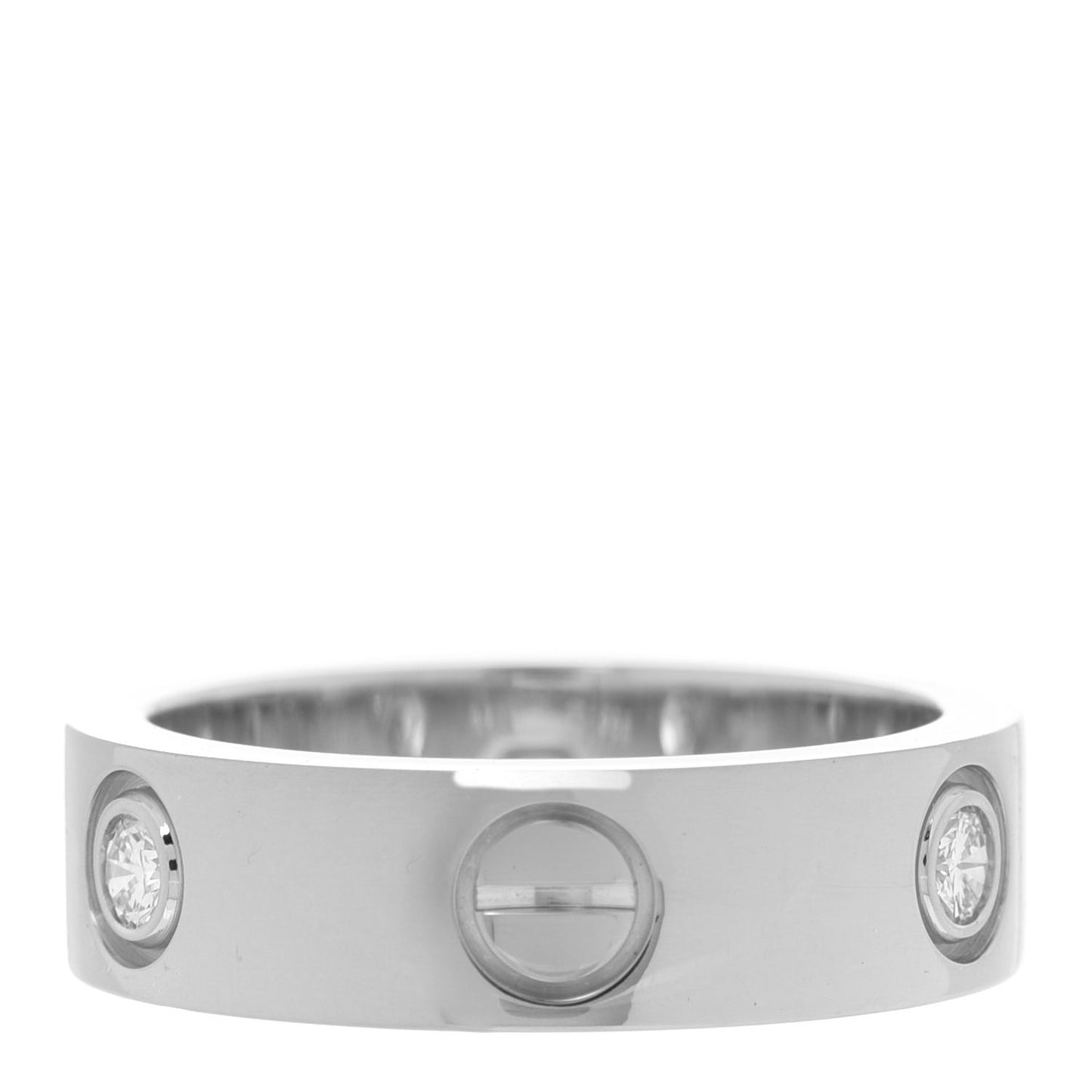 18K White Gold 3 Diamond 5.5mm LOVE Ring 52 6