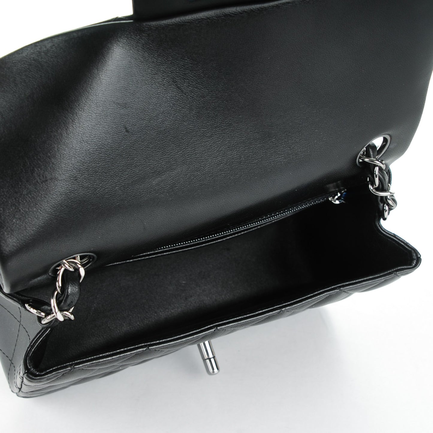 Lambskin Quilted Mini Rectangular Flap Black