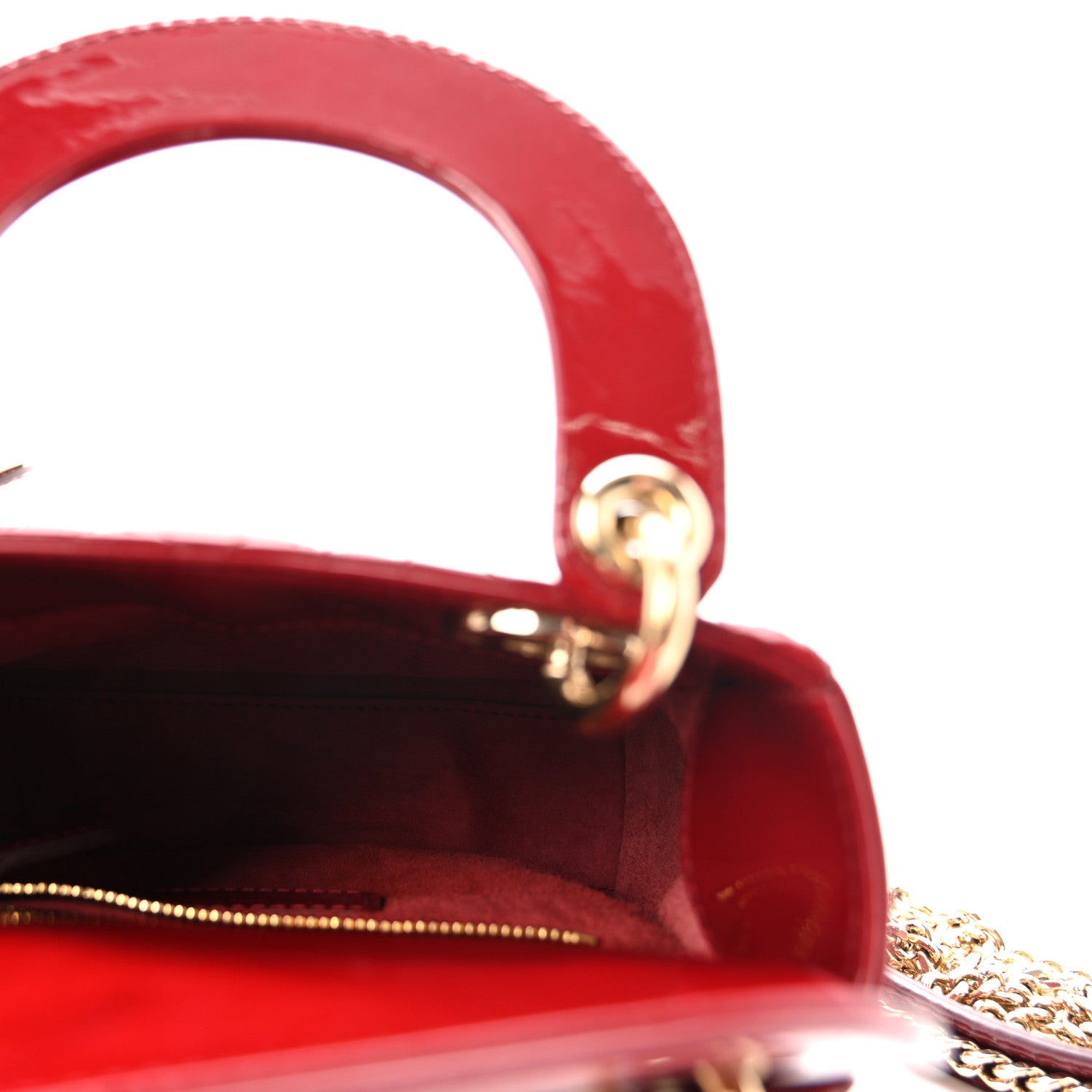 Christian Dior Patent Cannage Mini Lady Dior Red 5 of 9