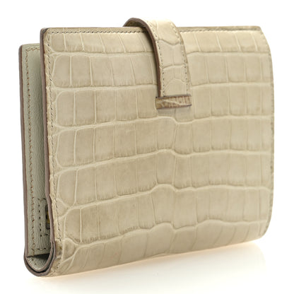 Hermes Matte Alligator Bearn Compact Wallet Beton 3 of 6