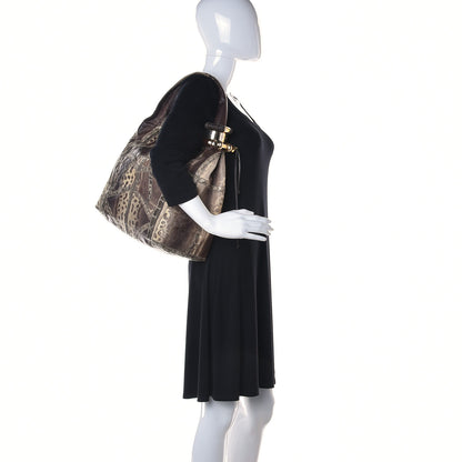 Jimmy Choo Snakeskin Patchwork Medium Saba Hobo Brown 3 of 12