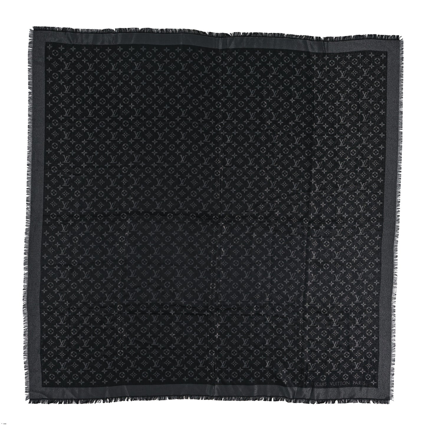 Silk Lurex Wool Monogram Shine Shawl Black