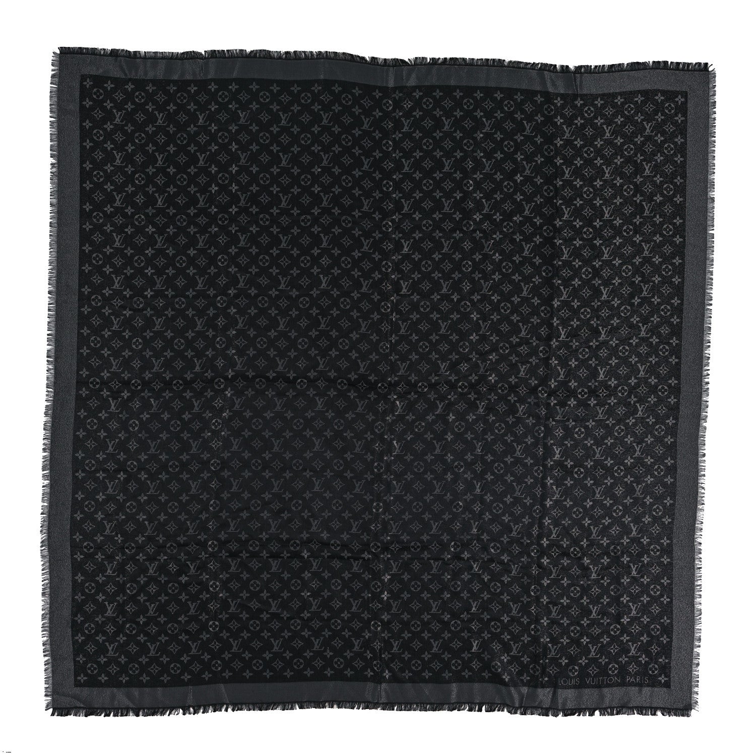 Louis Vuitton Silk Lurex Wool Monogram Shine Shawl Black 1 of 3