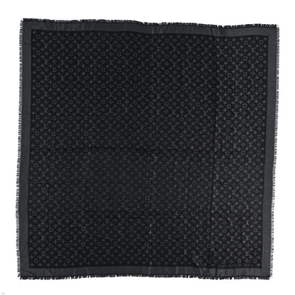 Louis Vuitton Silk Lurex Wool Monogram Shine Shawl Black 1 of 3