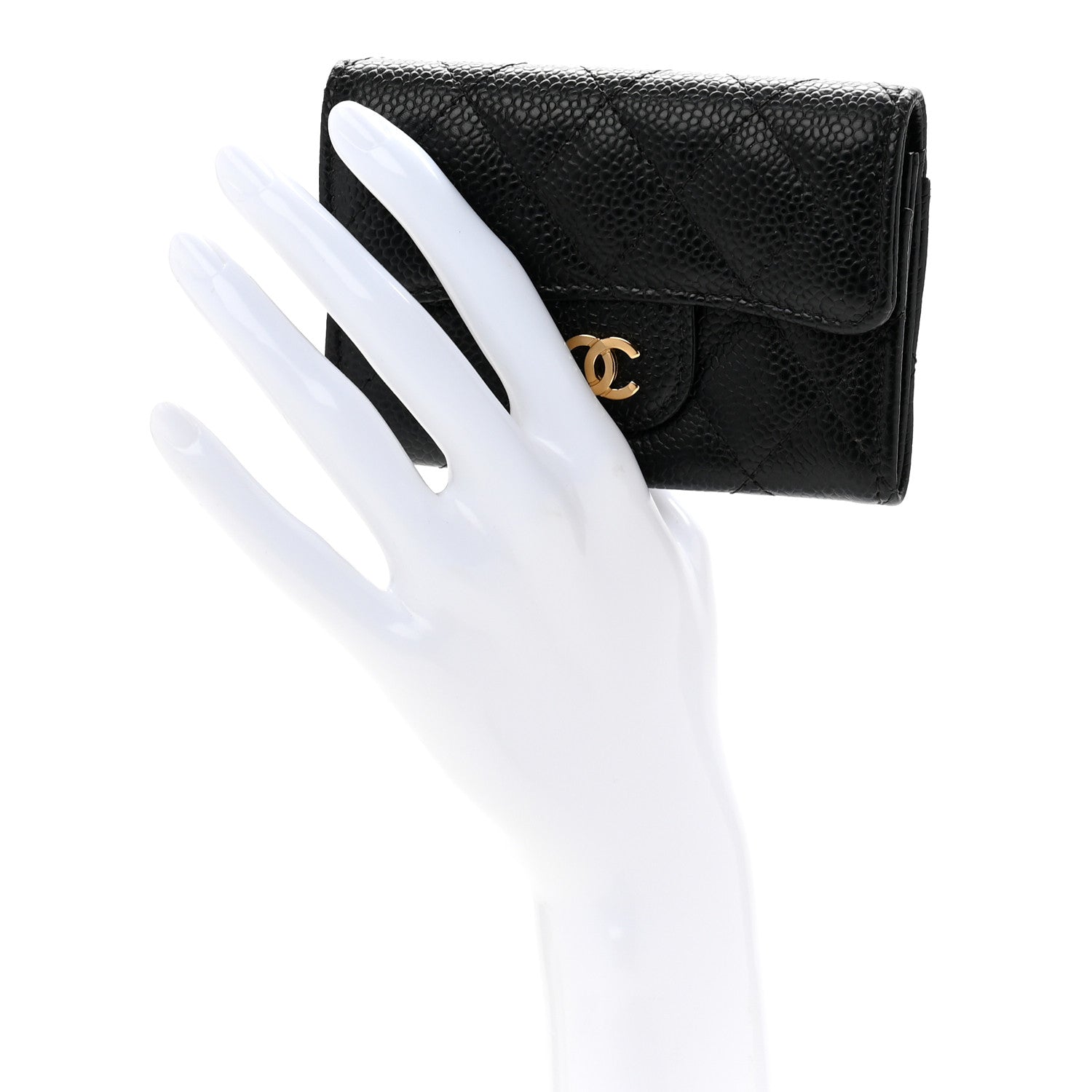 Chanel Caviar Quilted Flap Card Holder Wallet Black 2 of 12