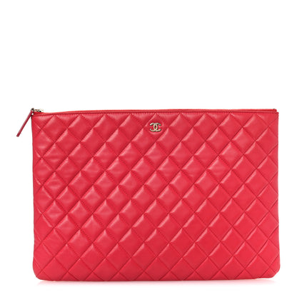 Chanel Lambskin Quilted Large Cosmetic Case Red 1 of 16