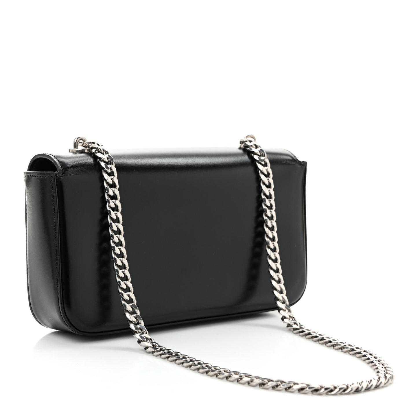 Shiny Calfskin Triomphe Chain Shoulder Bag Black
