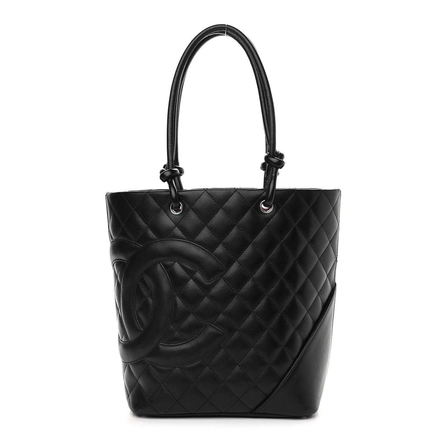 Calfskin Quilted Medium Cambon Tote Black