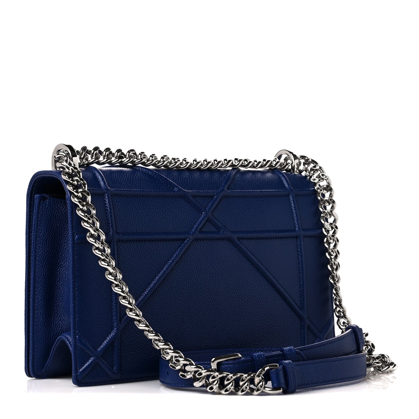 Grained Calfskin Small Diorama Flap Bag Bleu De Minuit