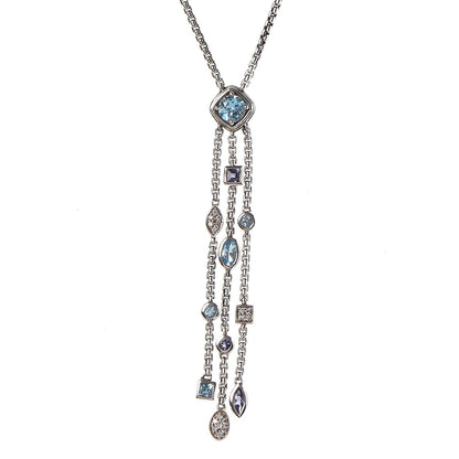 David Yurman Sterling Silver Diamond Iolite Blue Topaz Confetti Ice Necklace 4 of 6