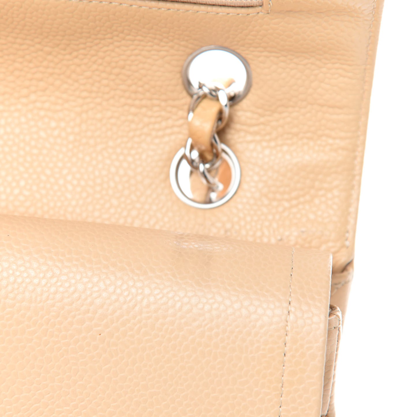 Caviar Quilted Medium Double Flap Beige Clair