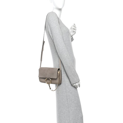 Chloe Suede Calfskin Small Faye Shoulder Bag Motty Grey 2 of 9