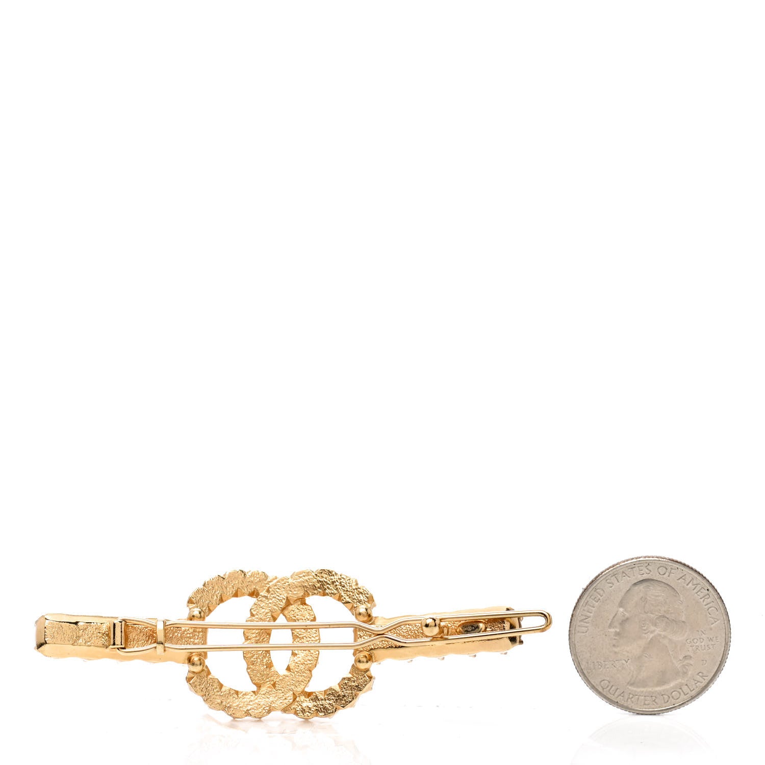 Chanel Pearl Crystal CC Hair Clip Barrette Gold Black Pearly White 2 of 3