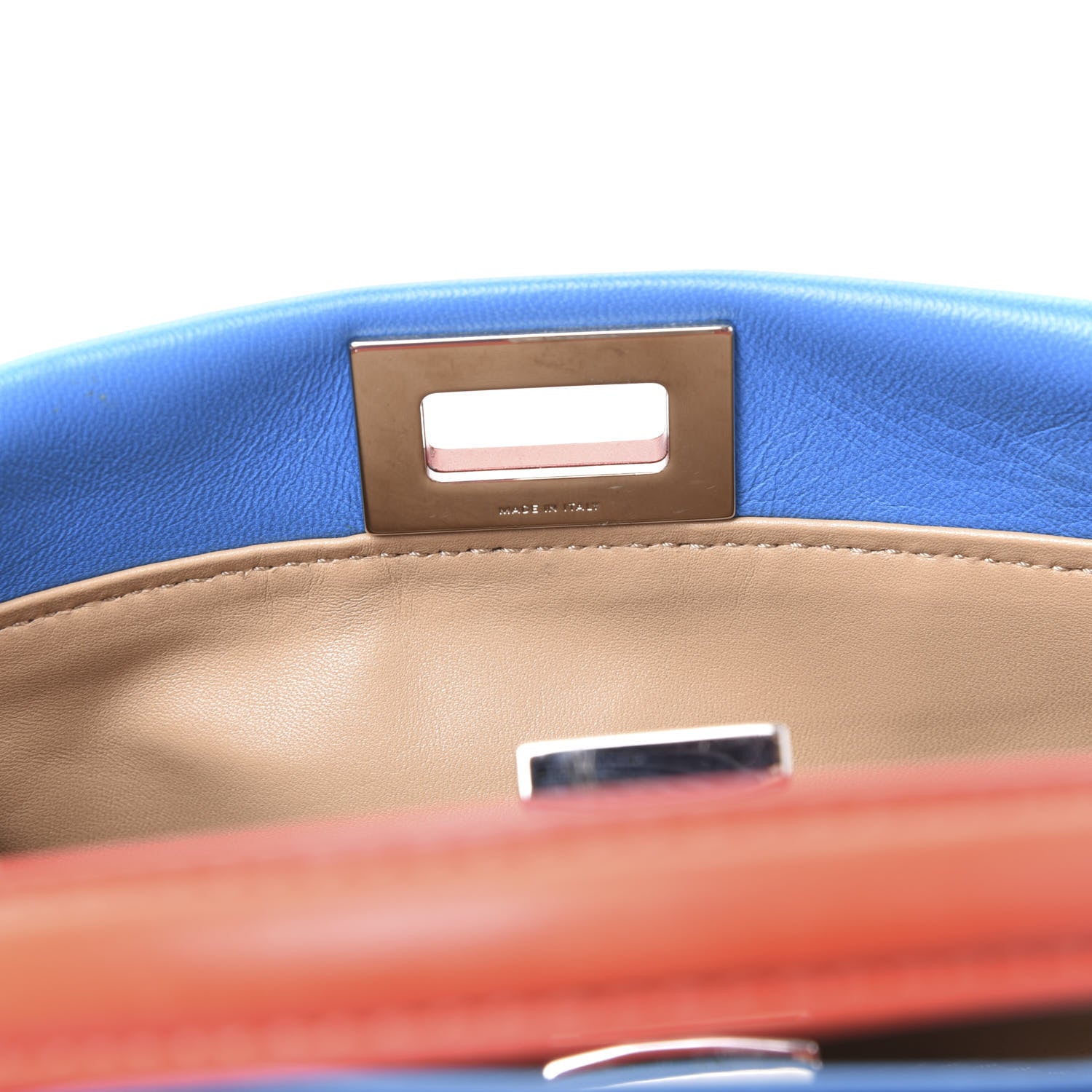 Fendi Nappa Colorblock Mini Peekaboo Iconic Satchel Blue Royal Papavero Cuoio 8 of 11