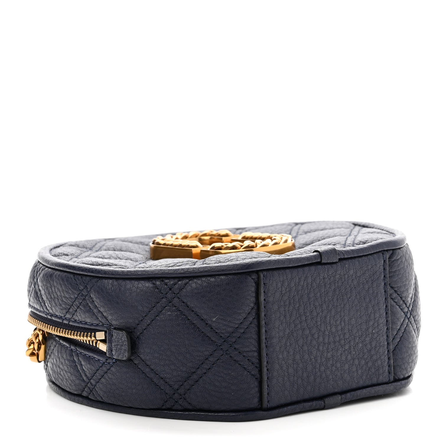 Marc Jacobs Grained Calfskin Quilted The Status Round Crossbody Navy 4 of 10