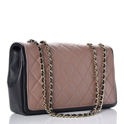Chanel Calfskin Quilted Medium Graphic Flap Beige Black 3 of 9