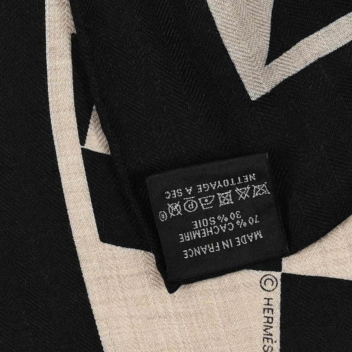 Cashmere Silk Op'H Shawl 140 Black Naturel