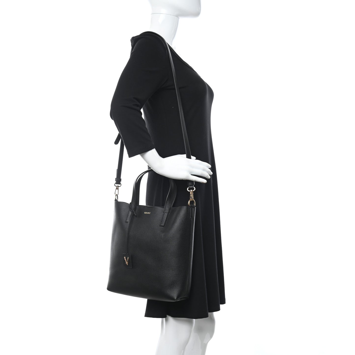 Calfskin Virtus Tote Bag Black