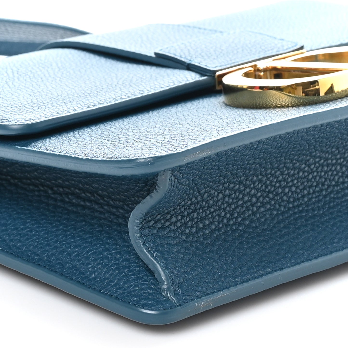 Grained Calfskin 30 Montaigne Flap Bag Blue