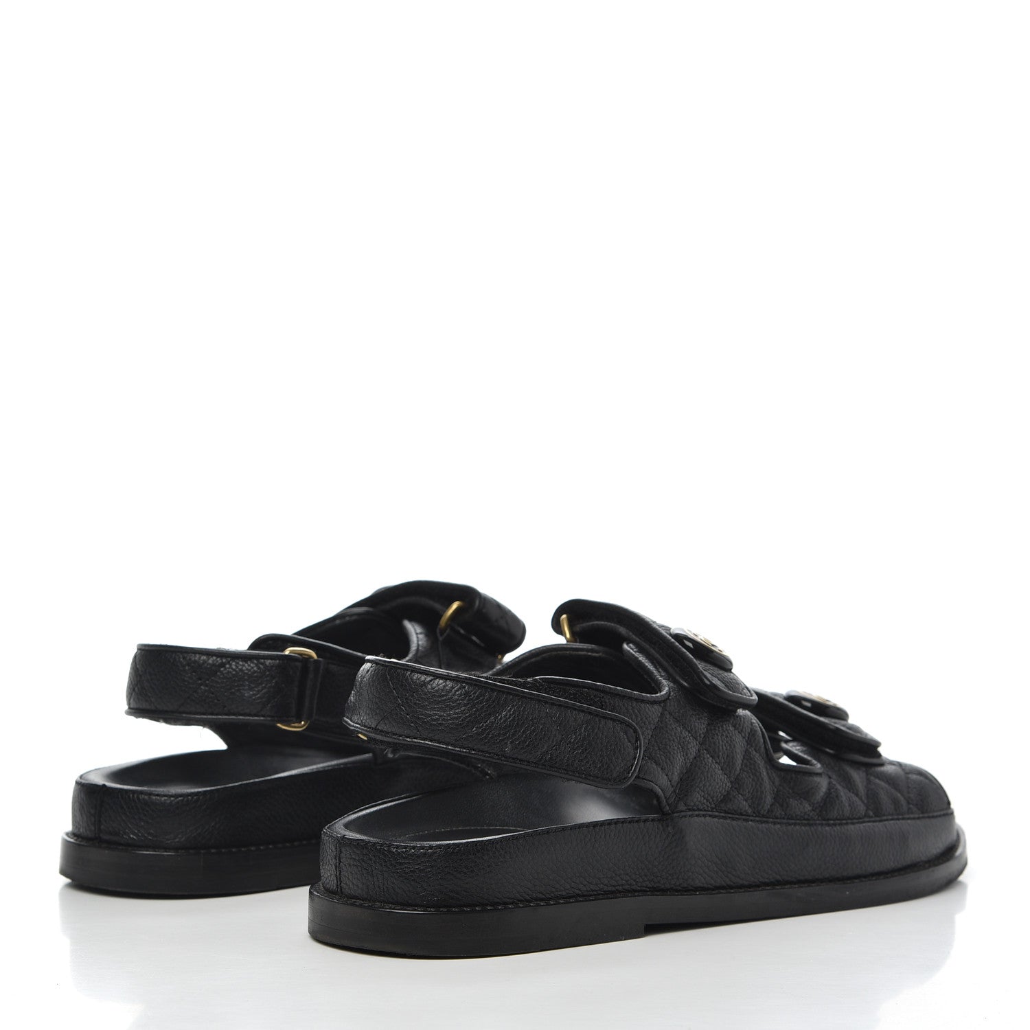 Chanel Grained Calfskin Velcro Dad Sandals 38 Black 4 of 23