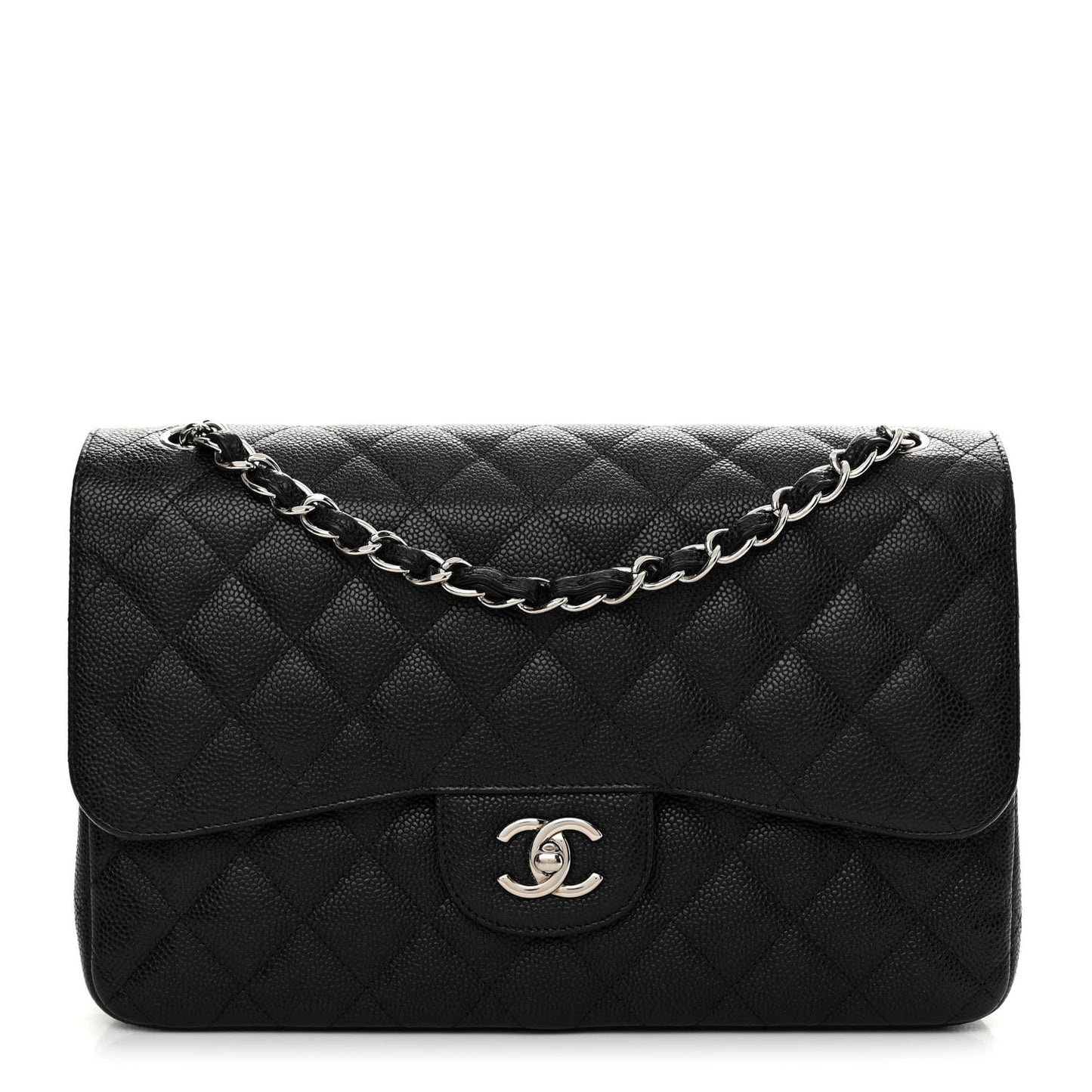 Caviar Quilted Jumbo Double Flap Black