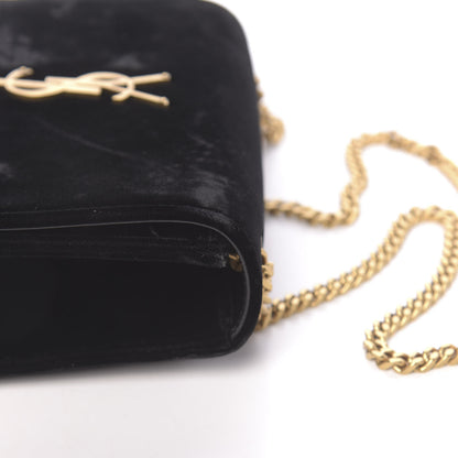 Saint Laurent Velvet Small Monogram Kate Tassel Shoulder Bag Black 14 of 14