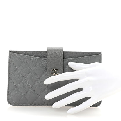 Chanel Caviar Quilted Classic Strap Pouch Grey 2 of 9