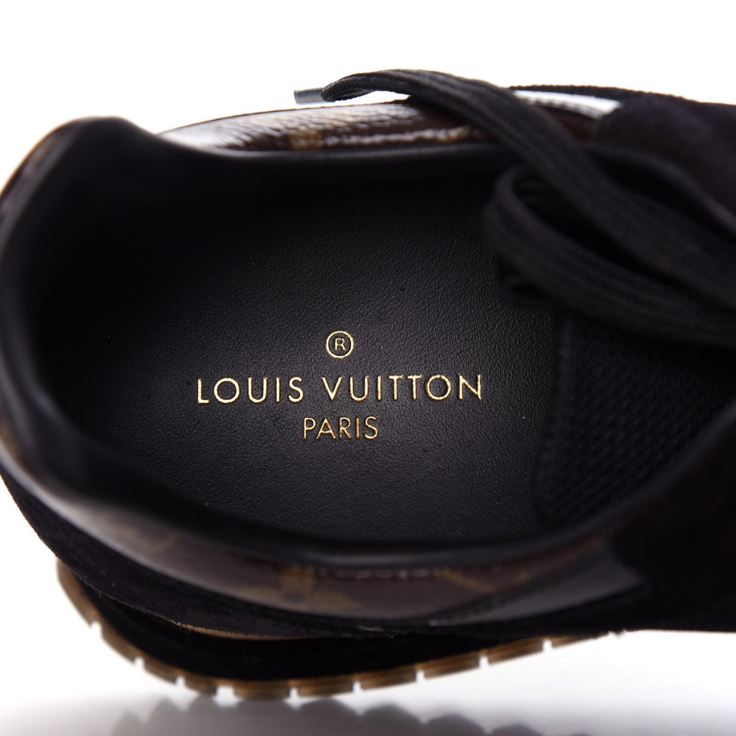 Suede Monogram Run Away Sneakers 37.5 Black