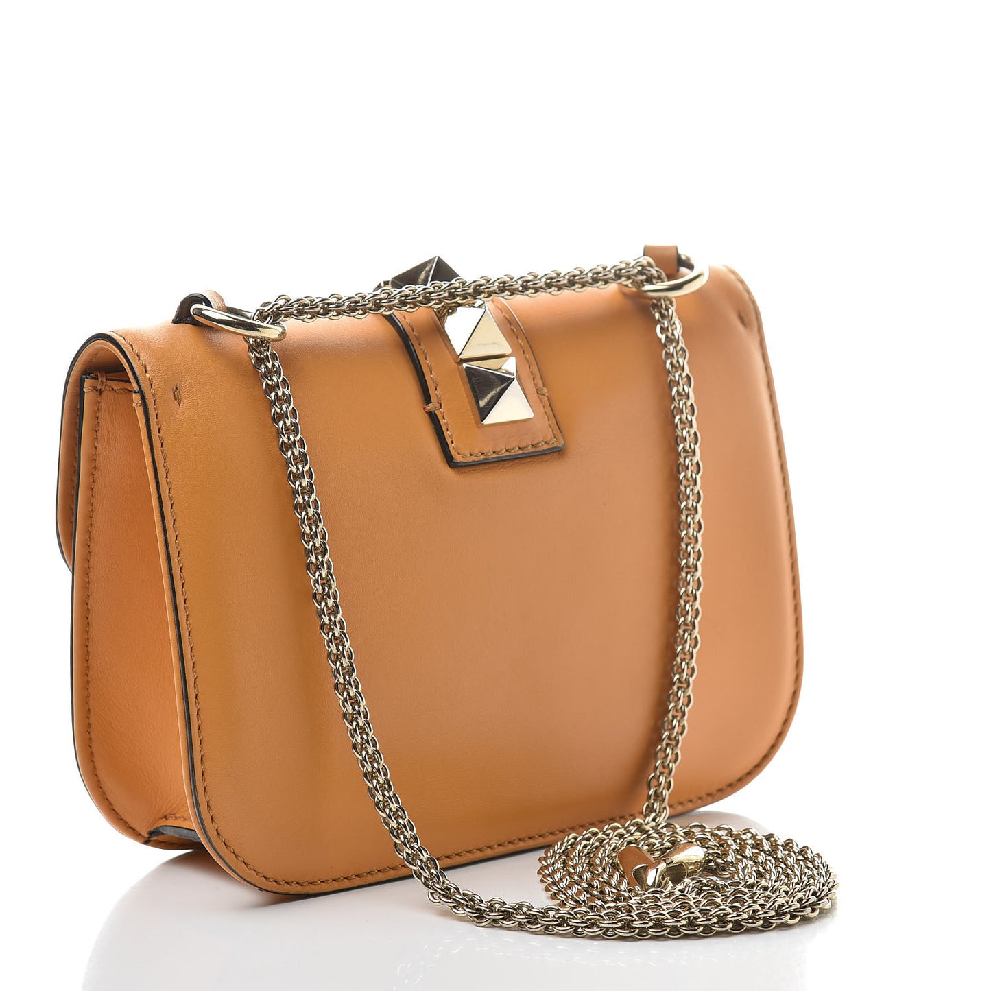 Vitello Small Glam Lock Rockstud Flap Mandarin Sorbet