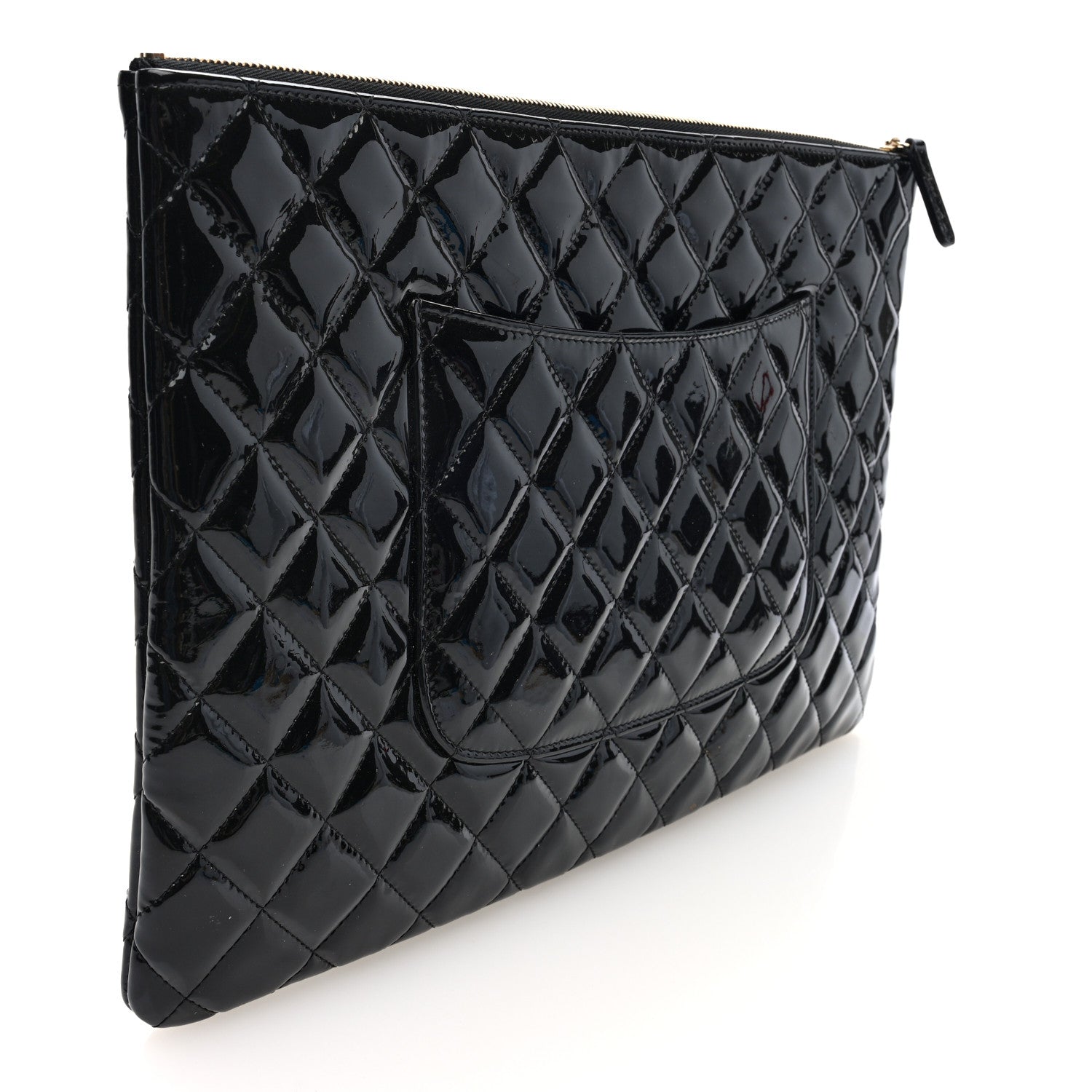 Chanel Patent Calfskin Quilted Large Cosmetic Case Black 3 of 7
