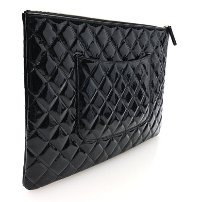Chanel Patent Calfskin Quilted Large Cosmetic Case Black 3 of 7