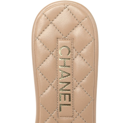 Chanel Lambskin Quilted CC Turnlock Sandals 38 Beige 7 of 9