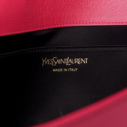 Saint Laurent Goatskin Monogram Large Belle De Jour Clutch Lipstick Fuchsia 7 of 8
