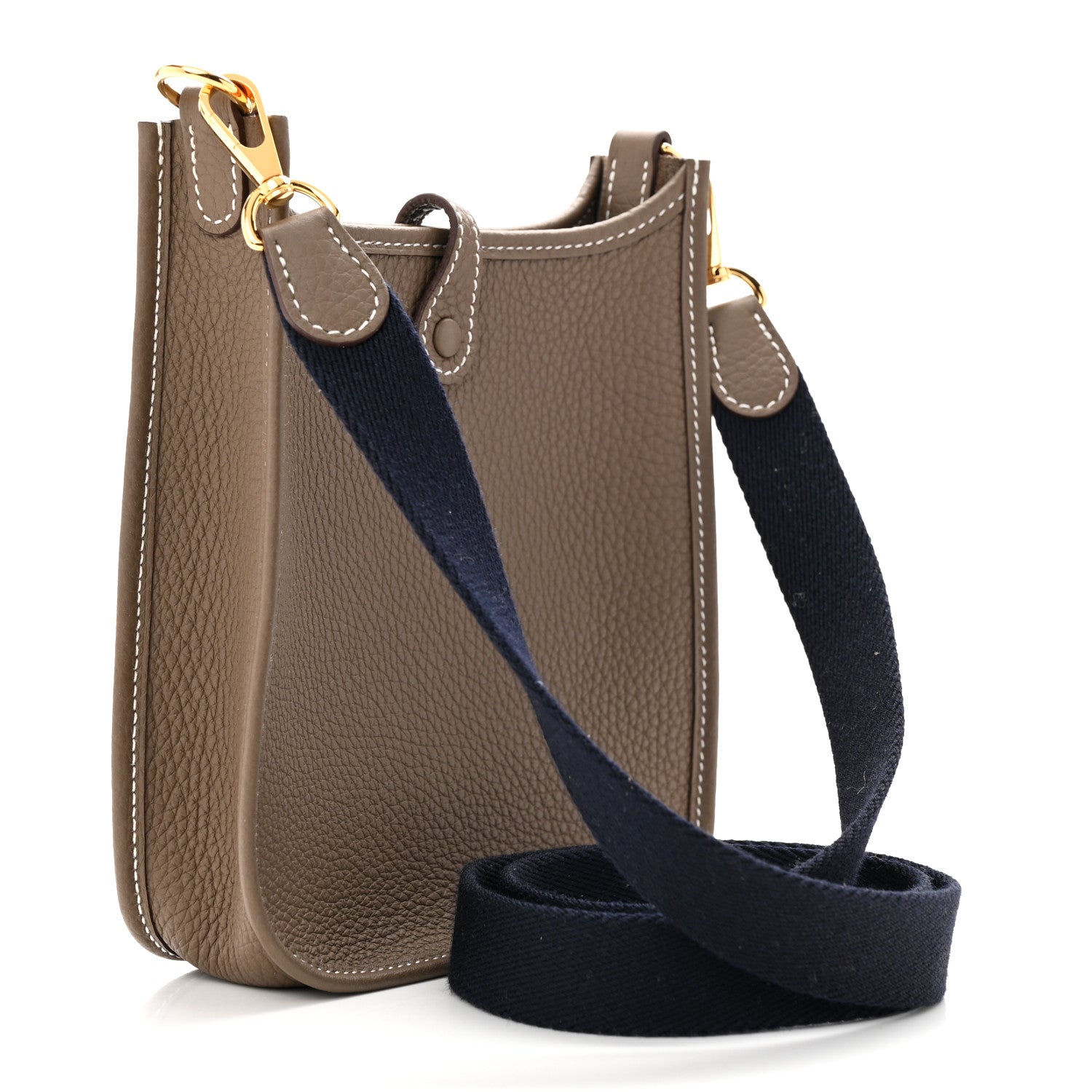 Hermes Taurillon Clemence Amazone Evelyne TPM Etoupe Bleu Indigo 3 of 11