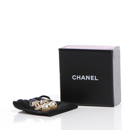 Chanel Crystal CC Pearl Drop Earrings Gold 5 of 5