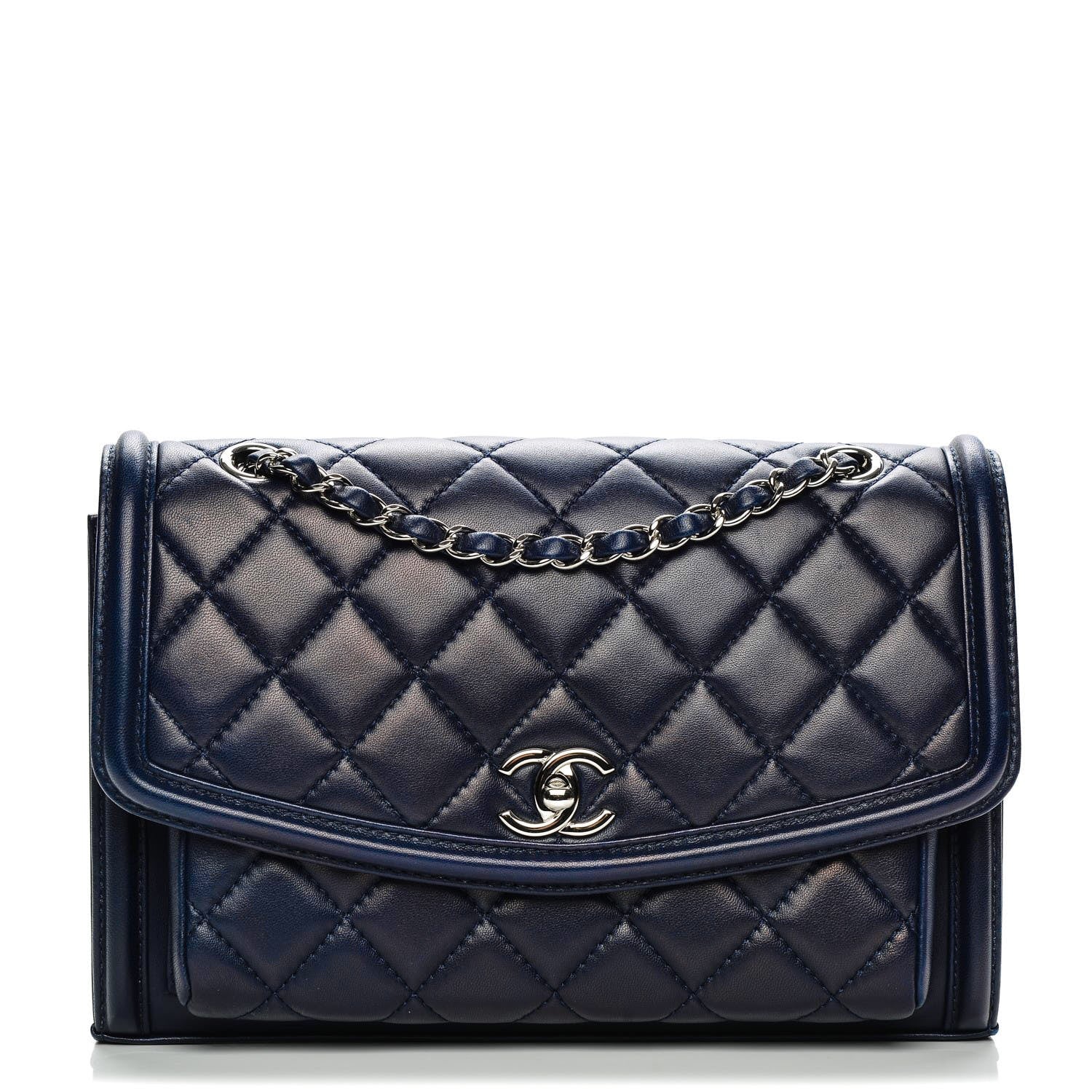 Chanel Lambskin Quilted Small Geometric Flap Navy 1 of 7