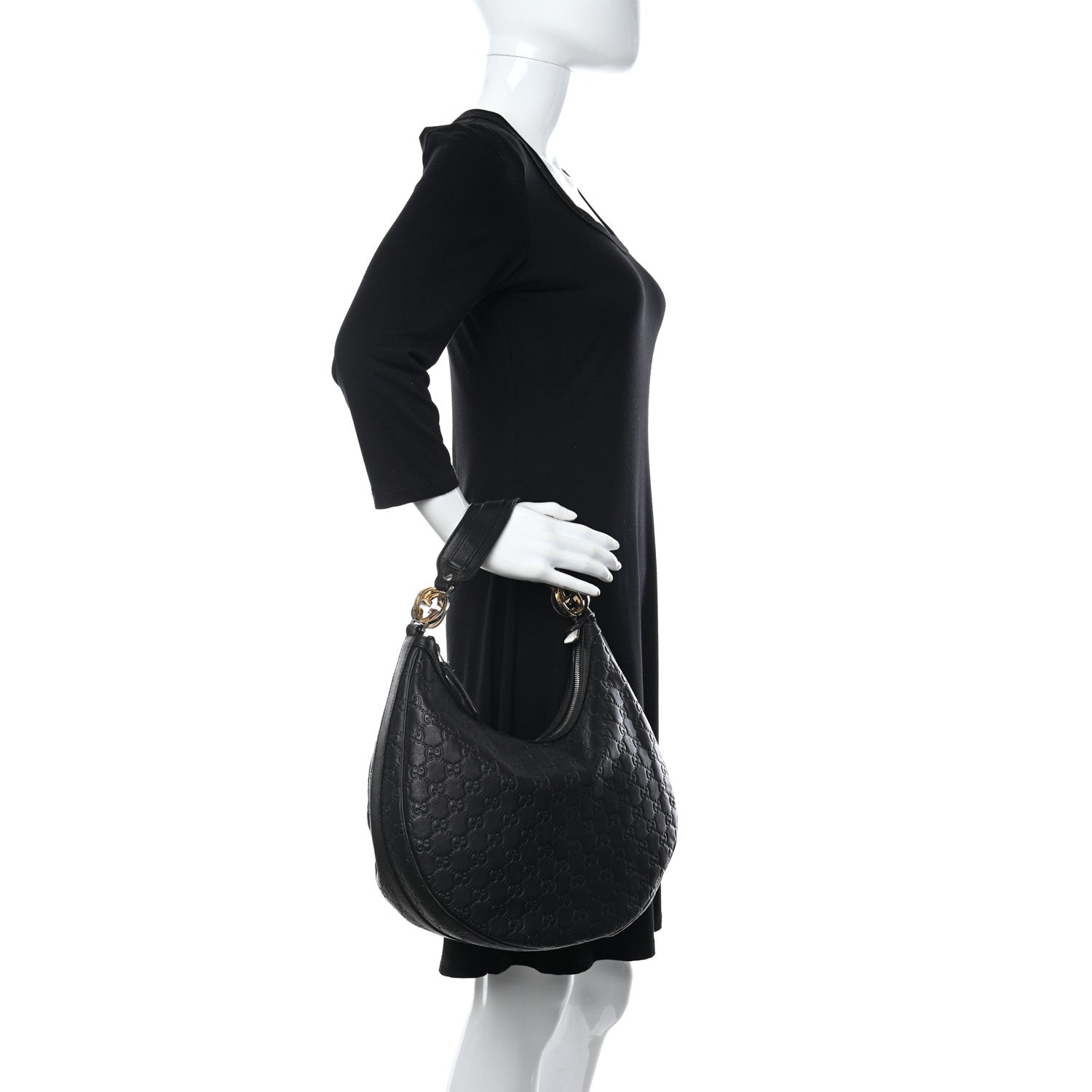 Gucci Guccissima Medium GG Twins Hobo Black 2 of 8