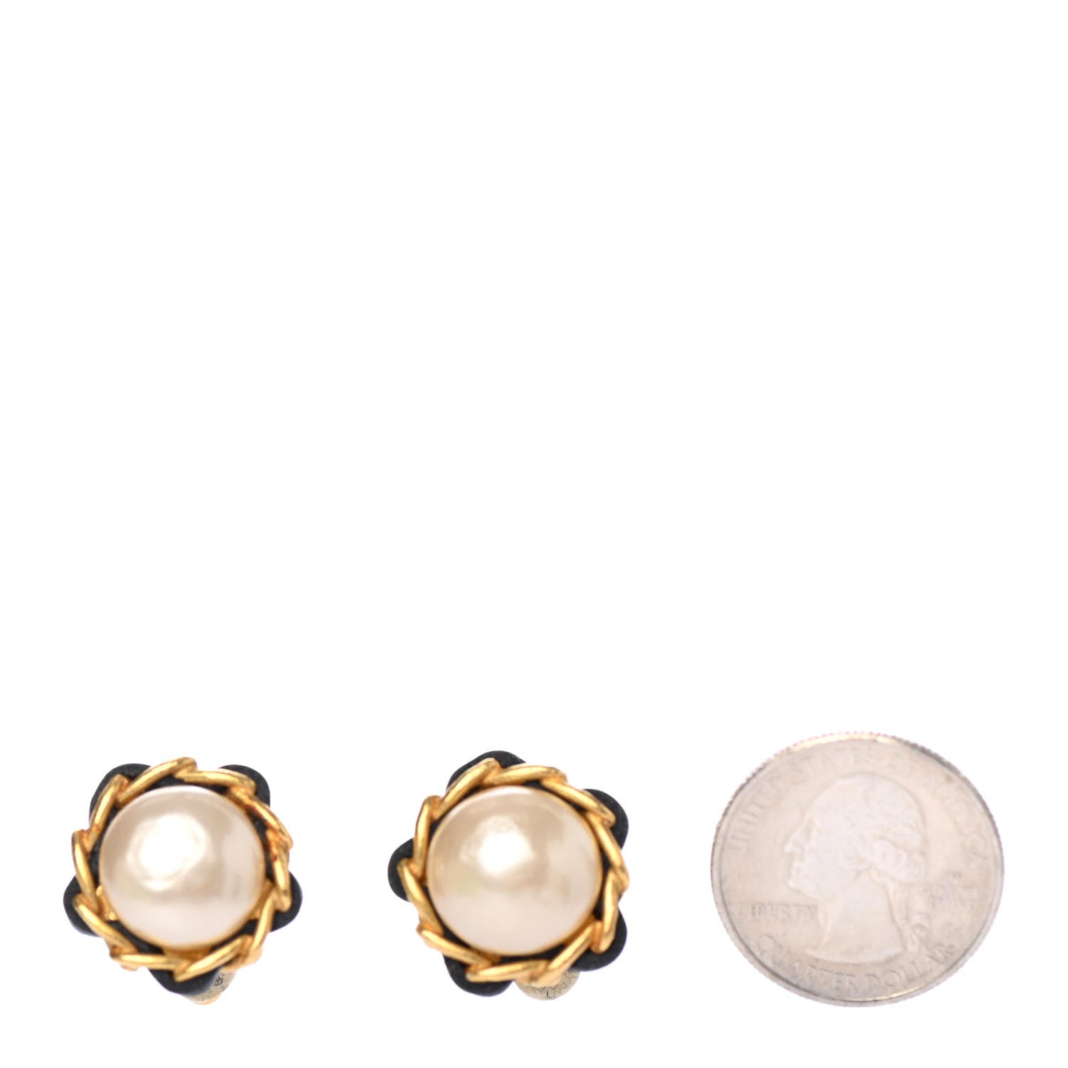 Chanel Pearl Lambskin Clip On Earrings Gold 2 of 4