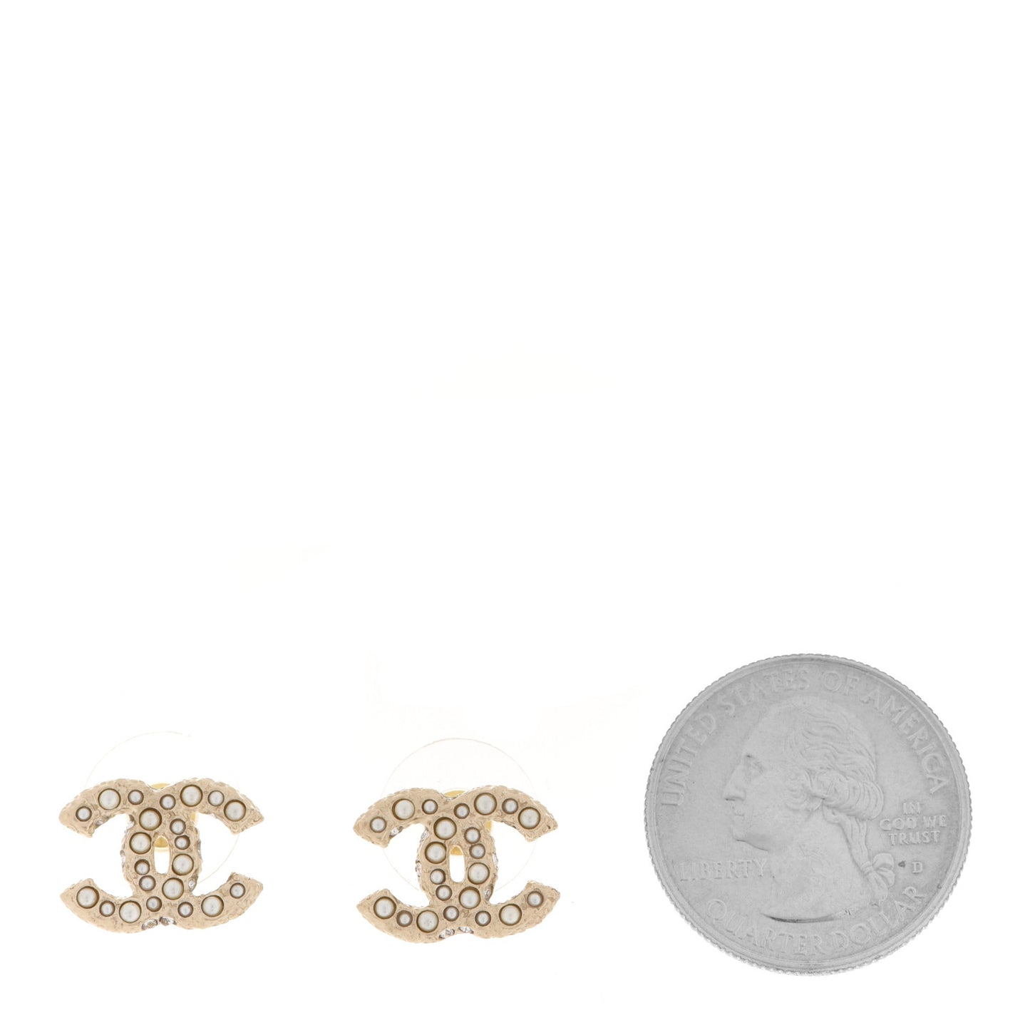 Pearl Crystal CC Earrings Light Gold
