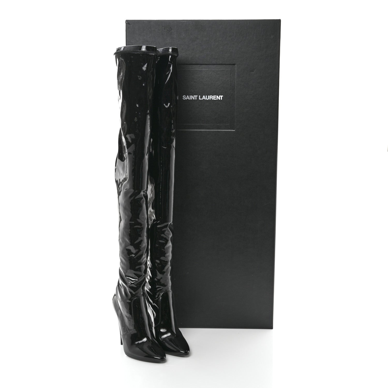 Saint Laurent Latex Ayalah 110 Over The Knee Boots 38 Black 7 of 7